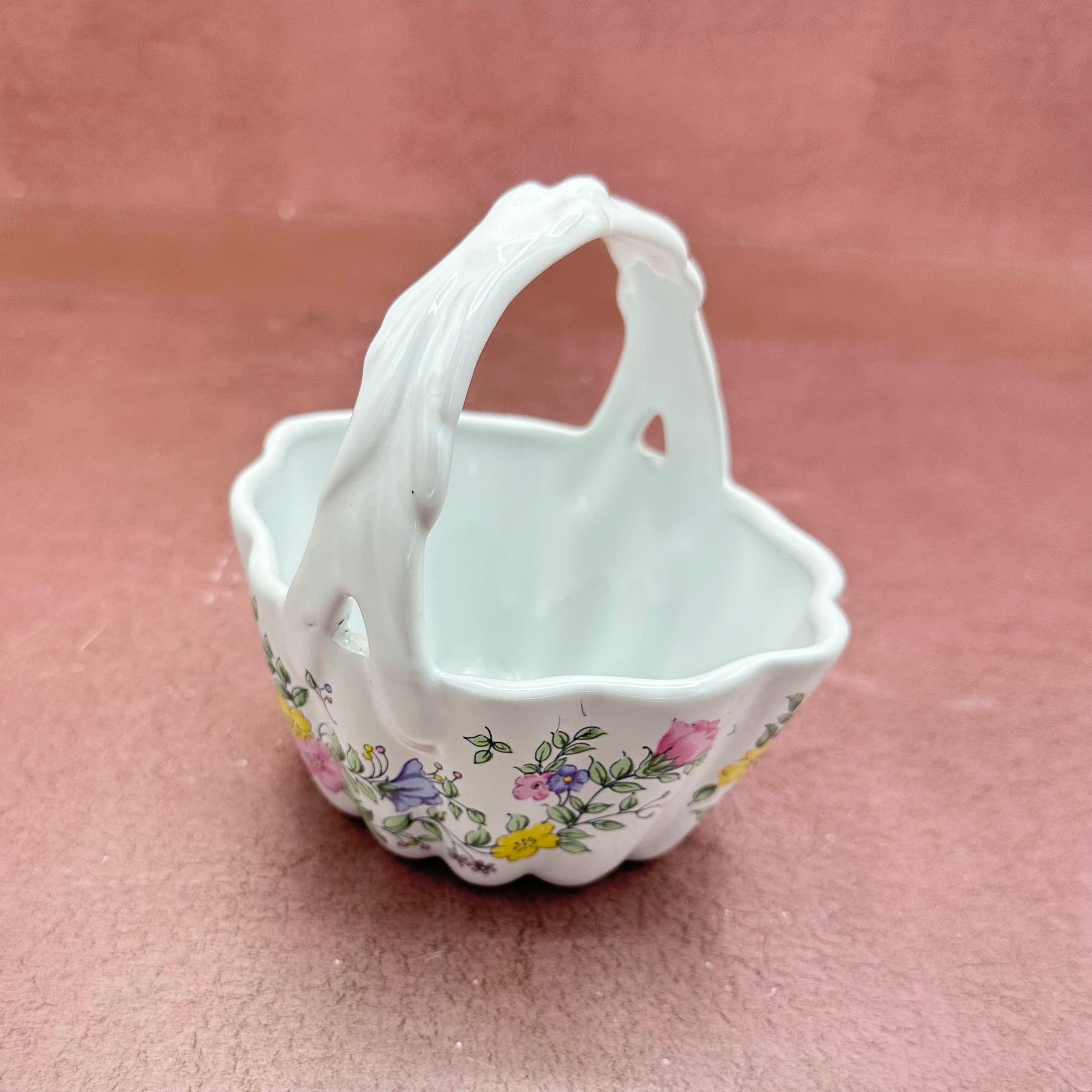 Small Floral Porcelain Basket