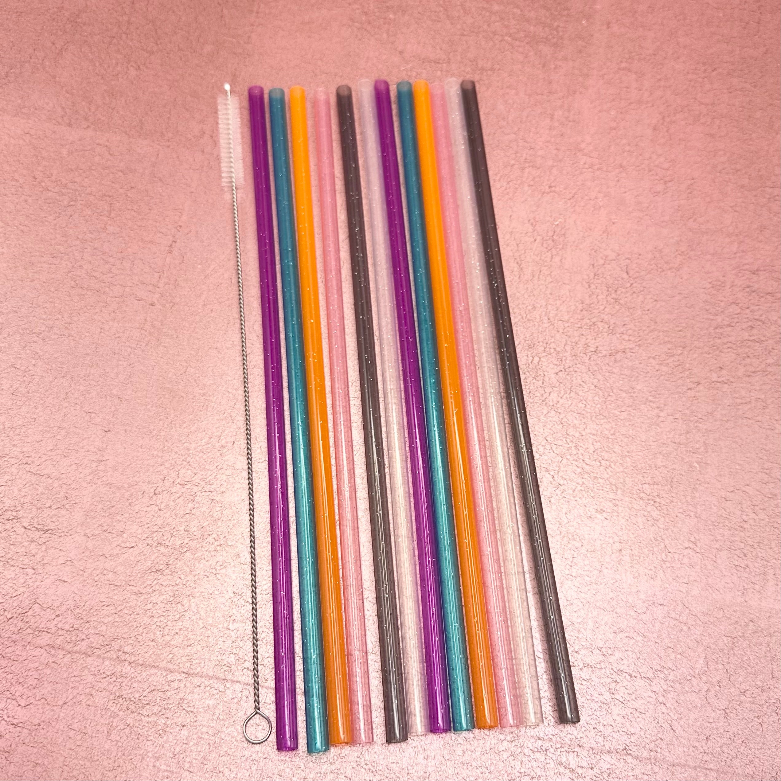 Glittery Reusable Straws 12" Set