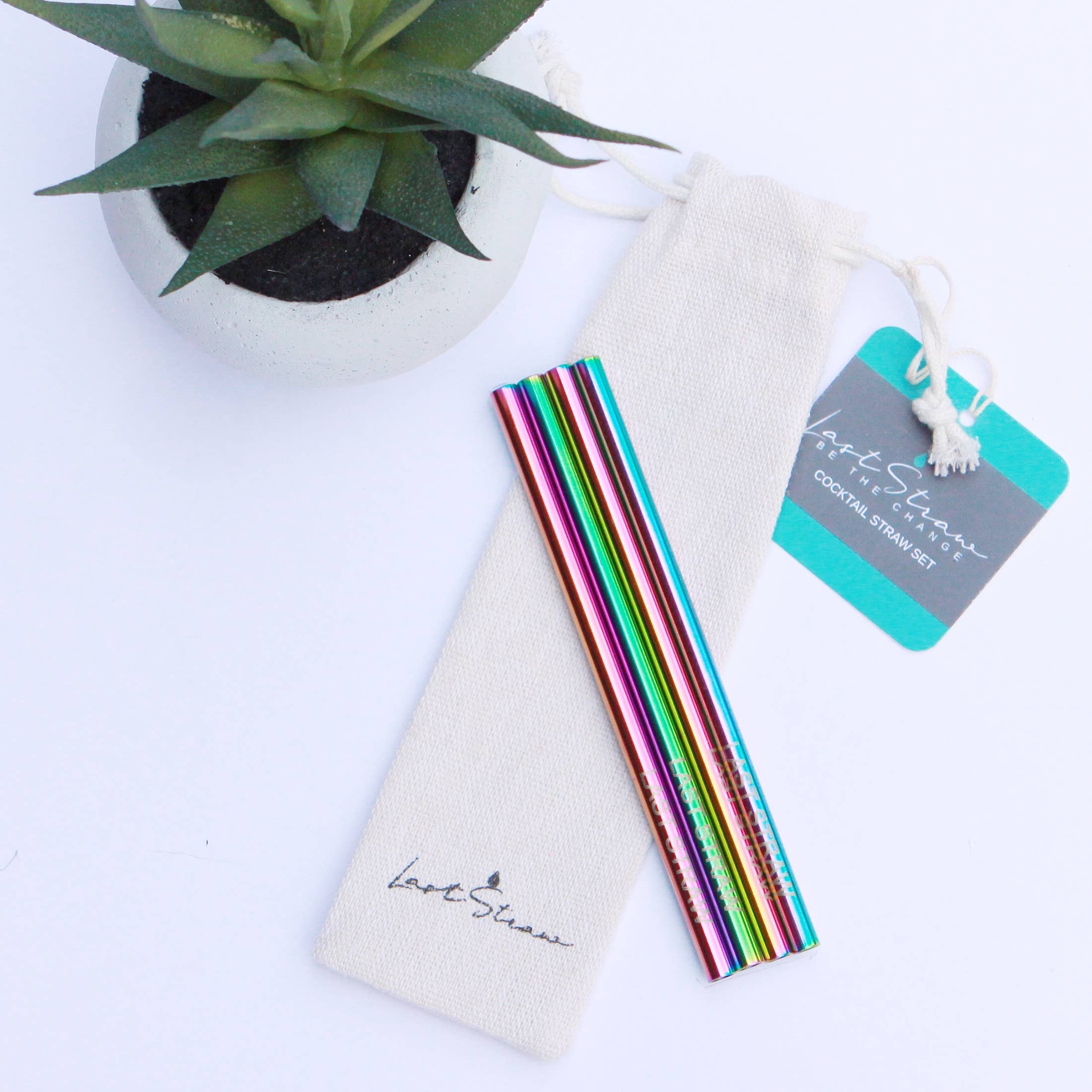 Rainbow Cocktail Metal Straw Set