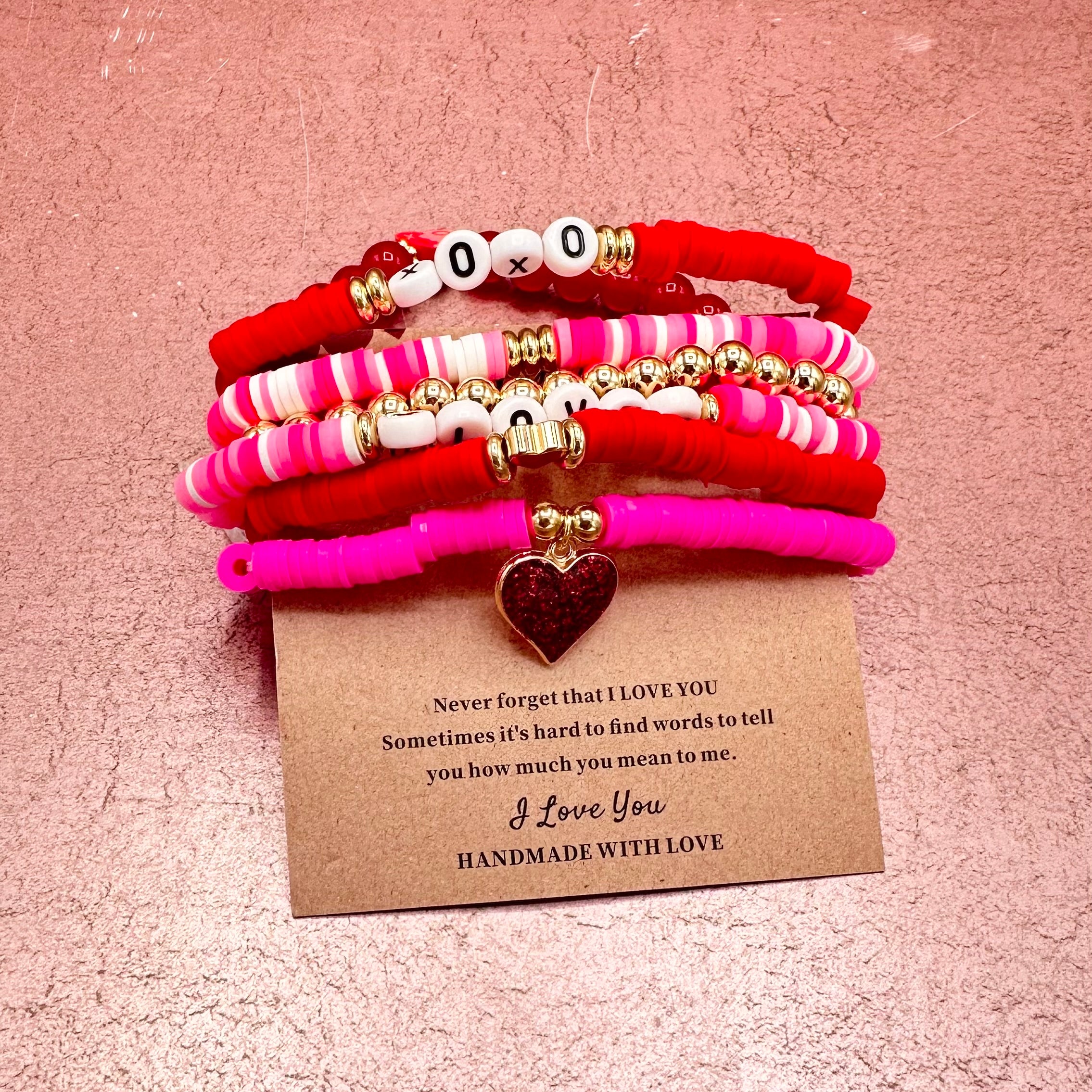 Valentine's Beaded Bracelet Stack