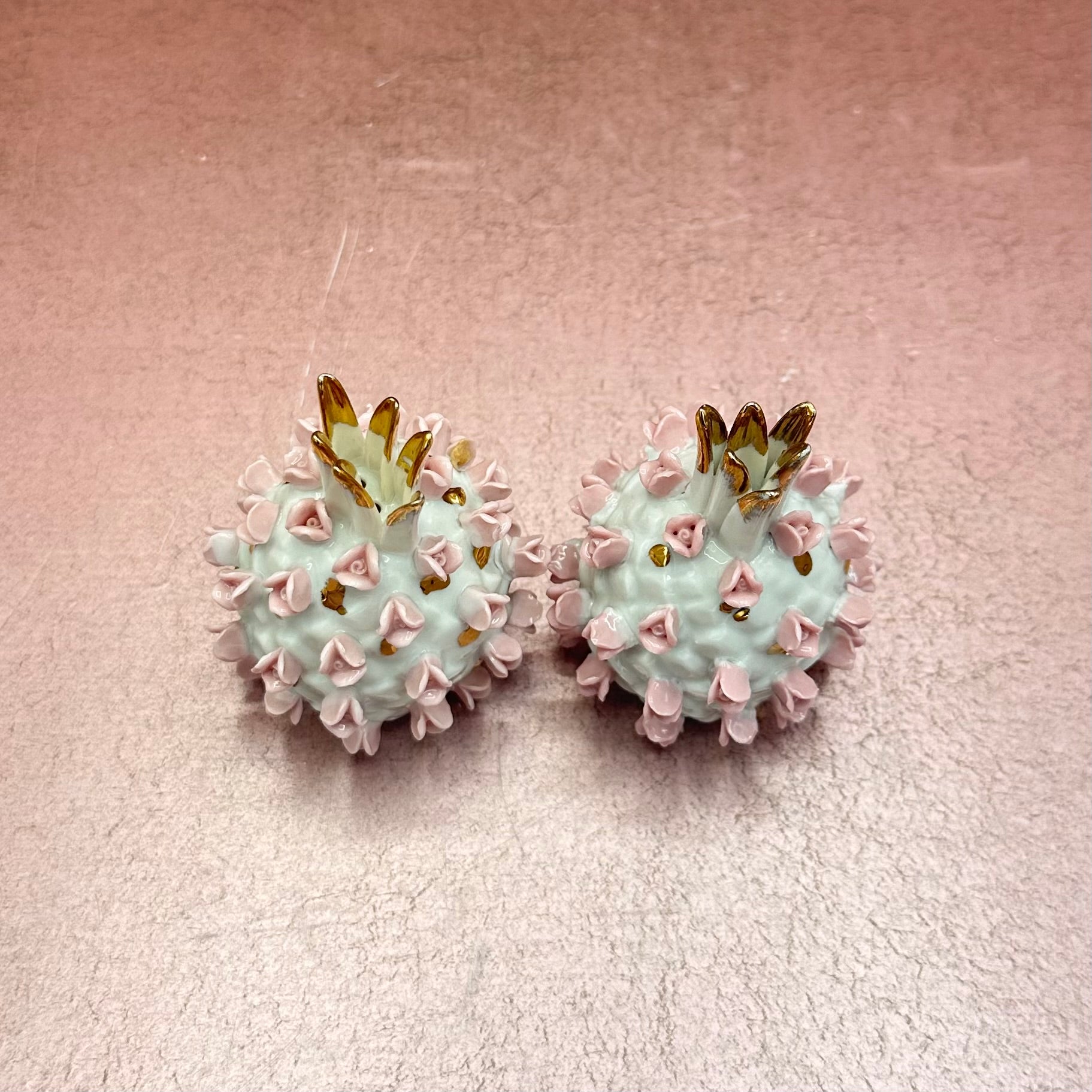 Vintage Pink Pineapple Salt & Pepper Shakers