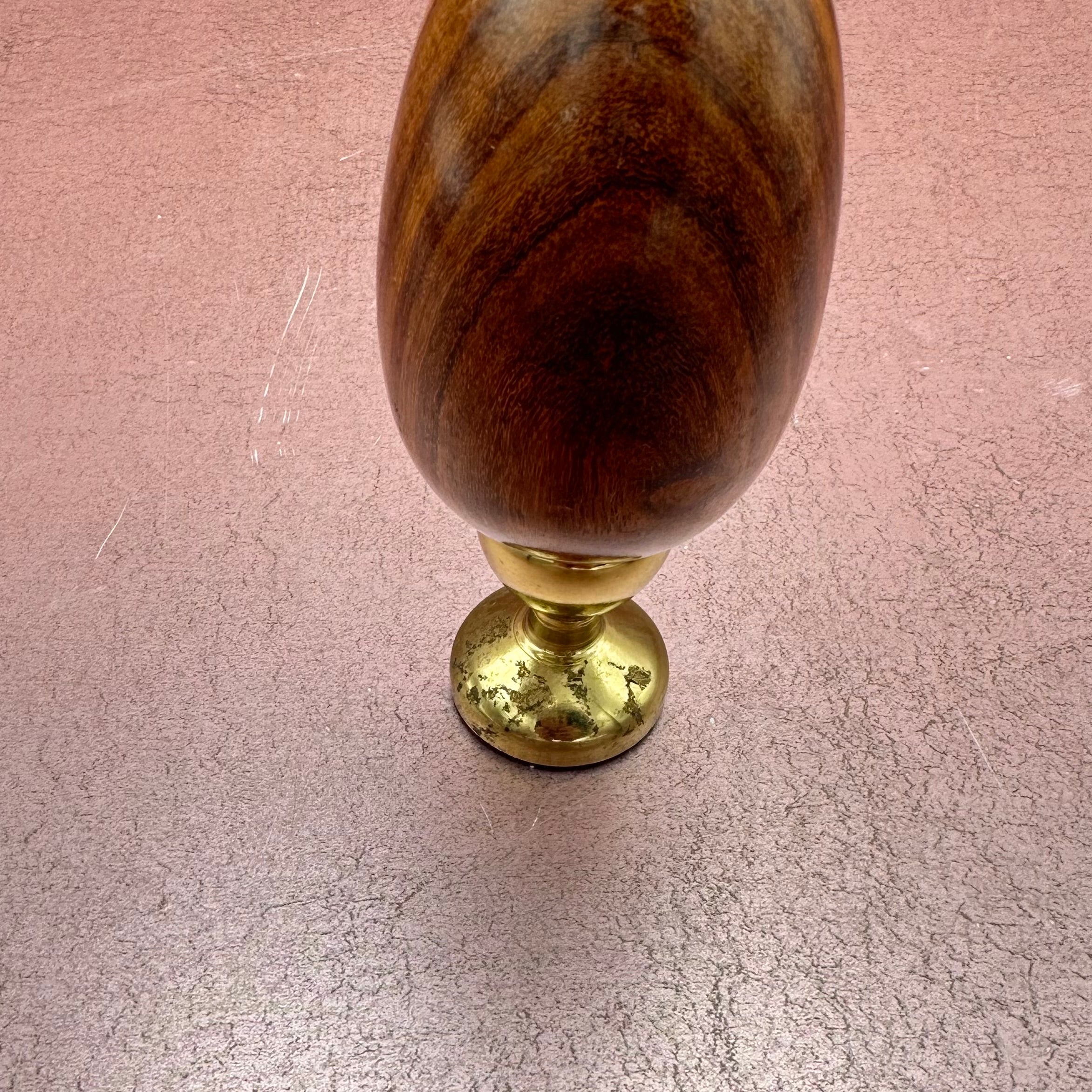 Wooden Egg on Brass Stand