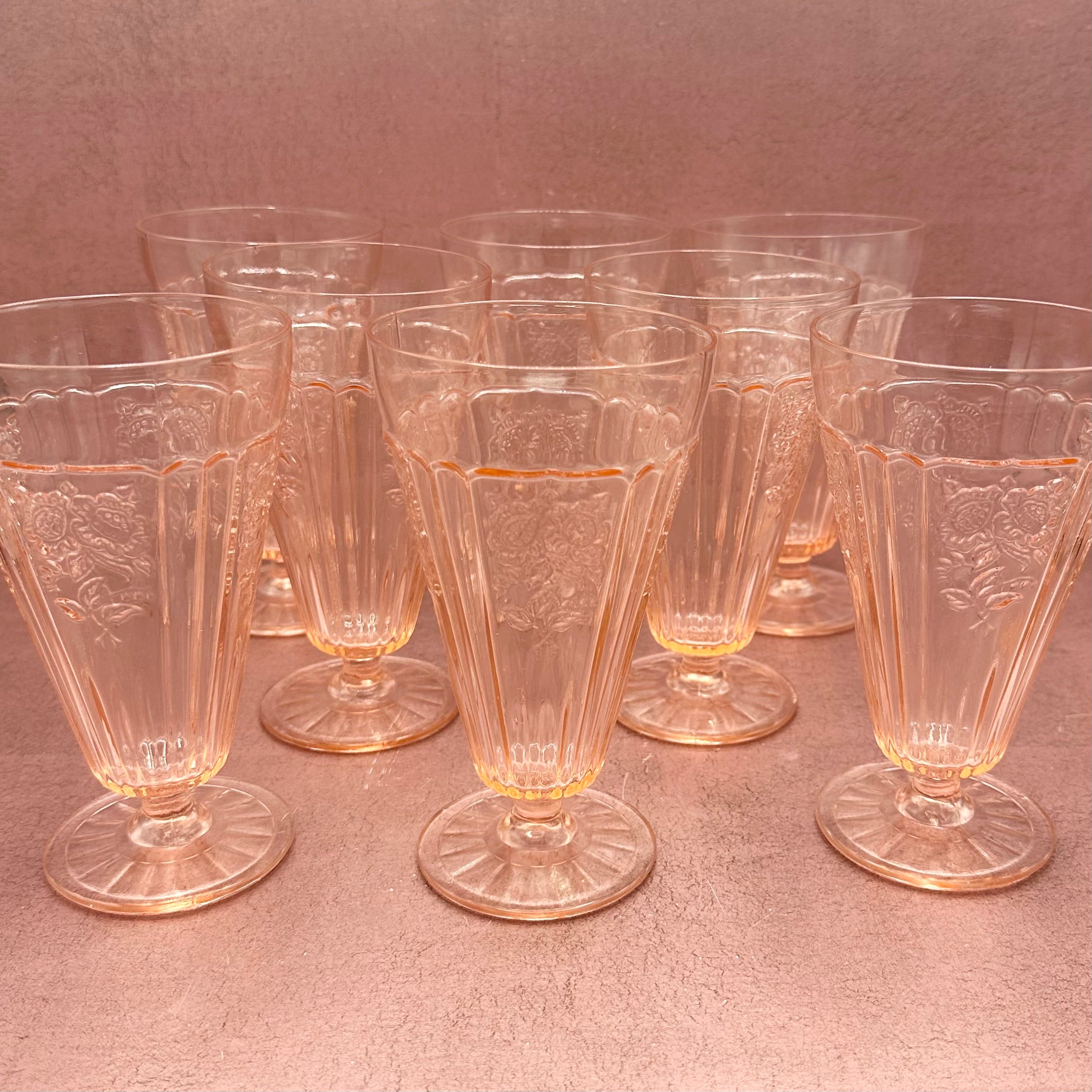 Anchor Hocking Open Rose Pink Ice Tea Glasses Set