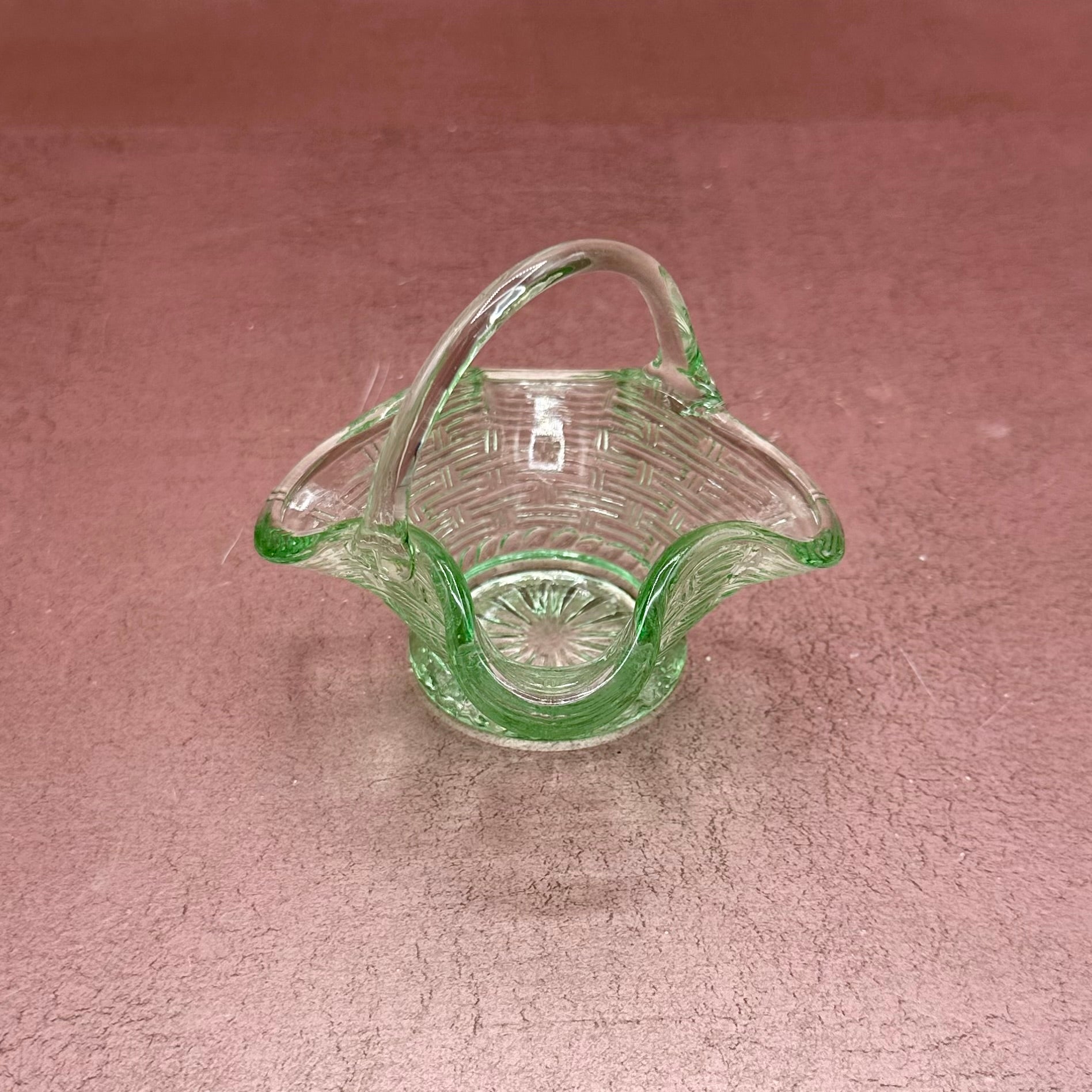 Small Green Glass Basket