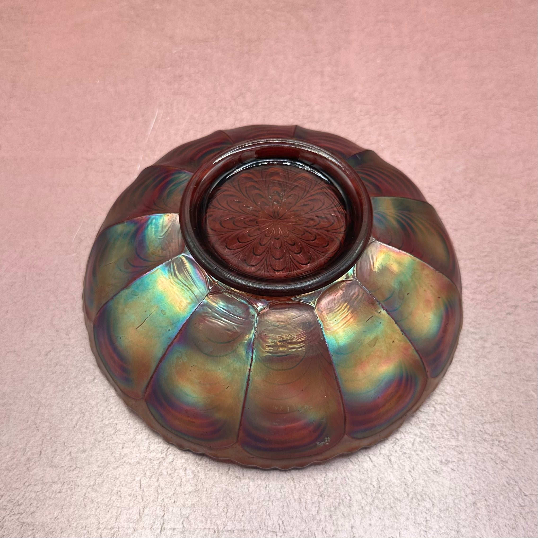 Fenton Peacock Tail Candy Dish