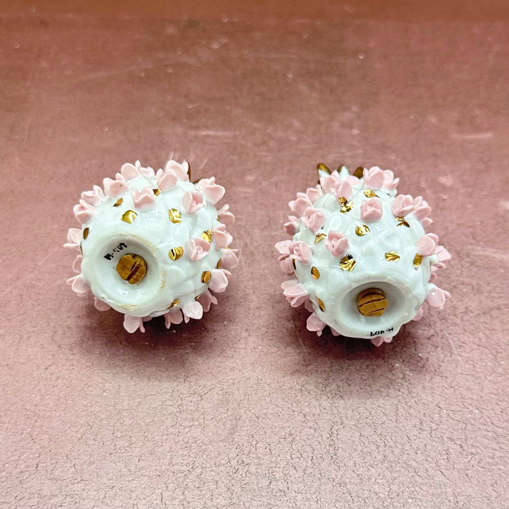 Vintage Pink Pineapple Salt & Pepper Shakers