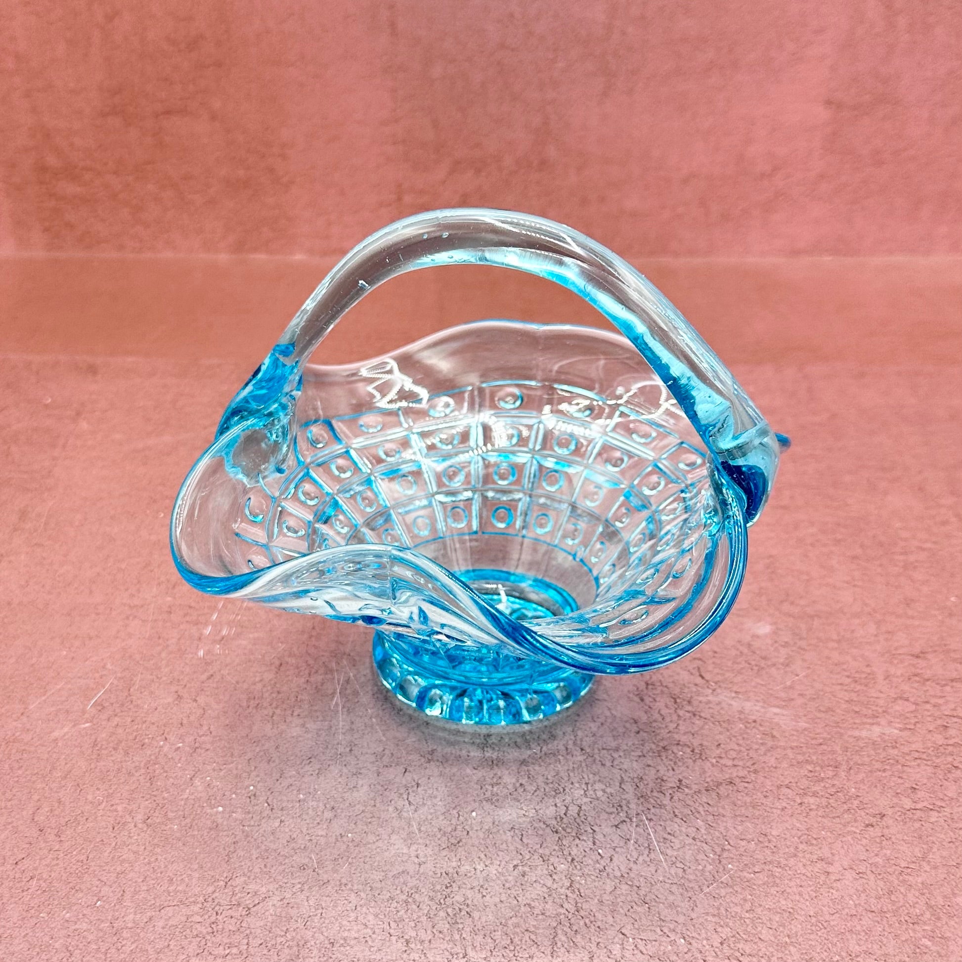 Vintage Blue Glass Dot Pattern Basket