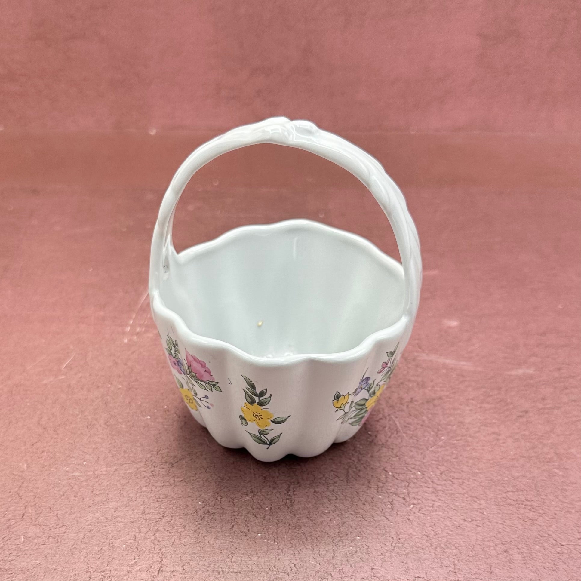 Small Floral Porcelain Basket