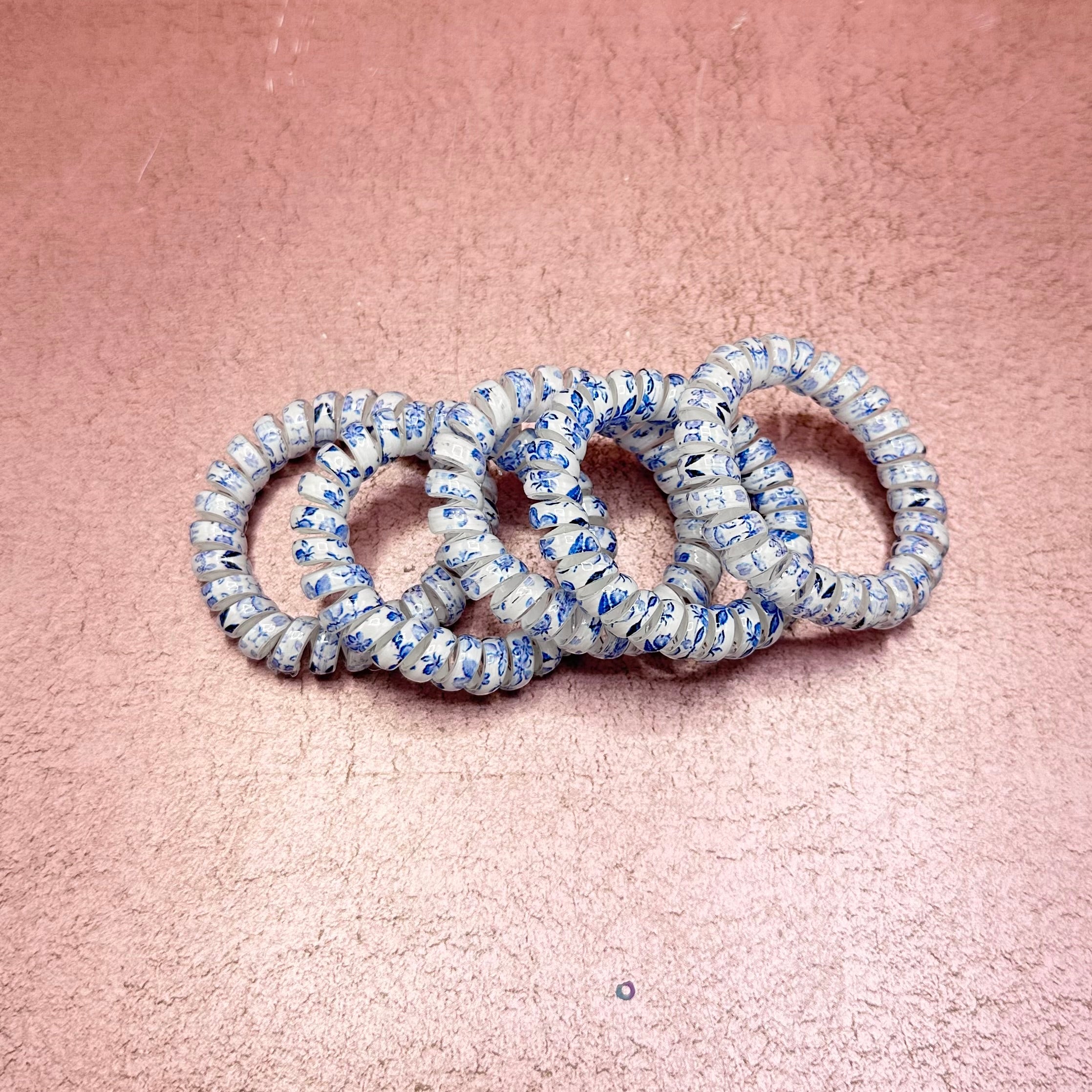 Blue & White Coil Hairband Set