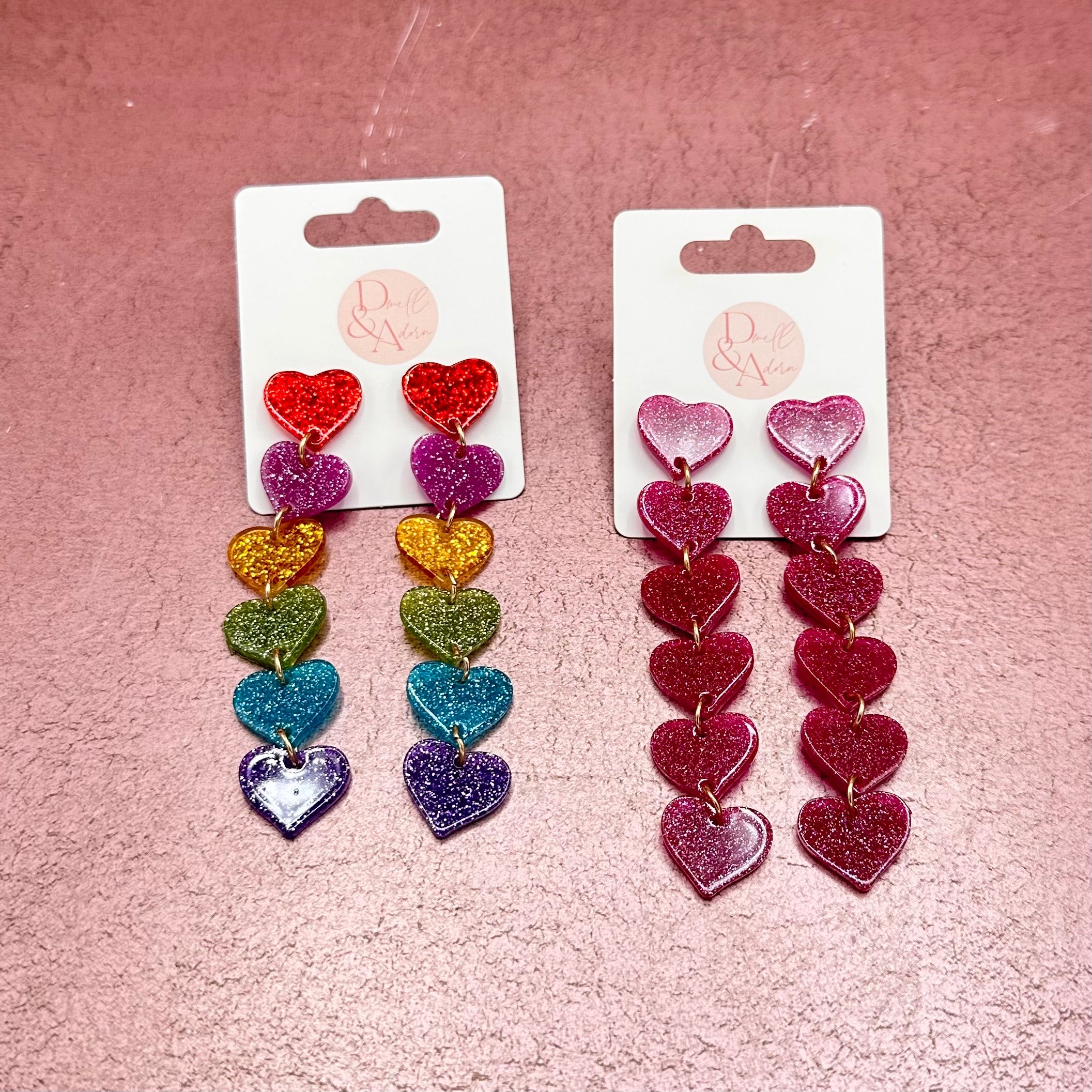 Glittery Acrylic Heart Drop Earrings