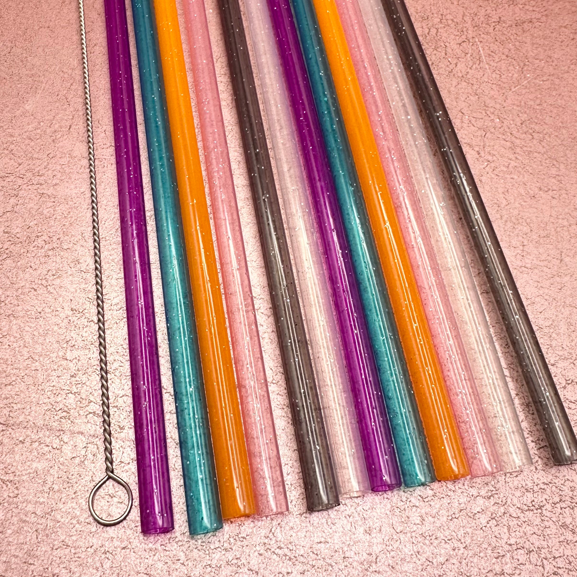 Glittery Reusable Straws 12" Set