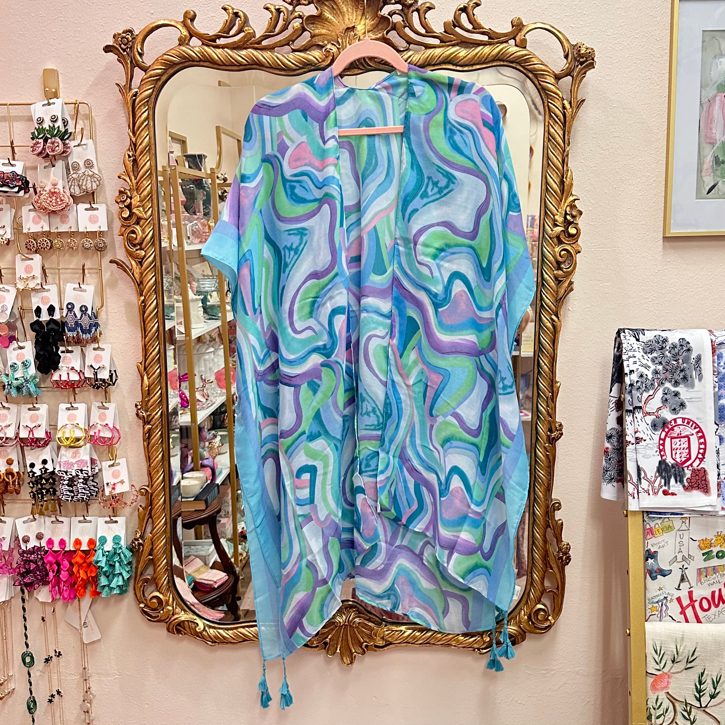 Turquoise Swirl Kimono/Cover-Up