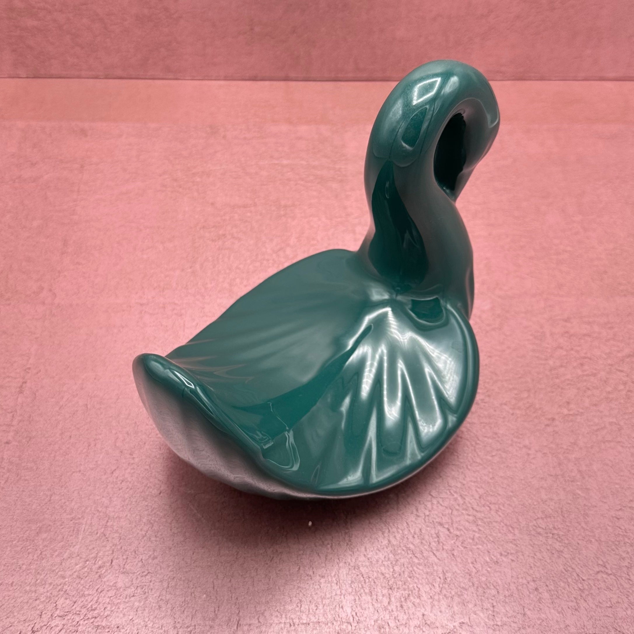 Art Deco Teal Ceramic Swan Towel Holder