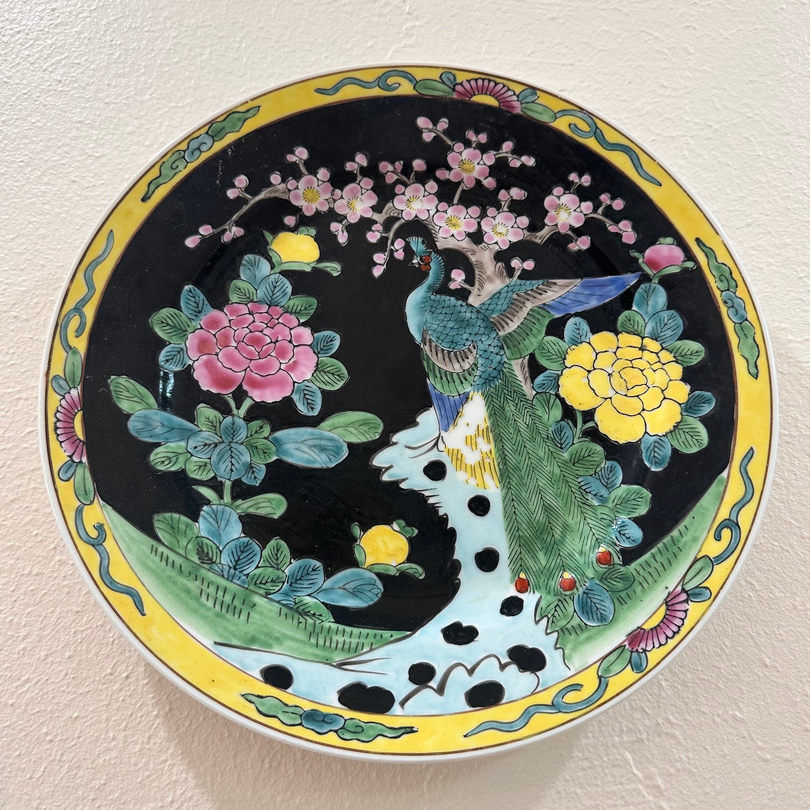 Peacock & Cherry Blossom Noir Plate