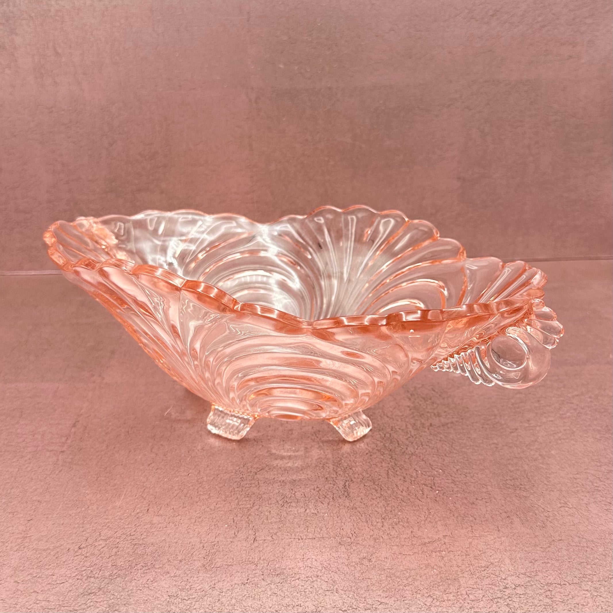 Glass Shell Pink Footed Bowl