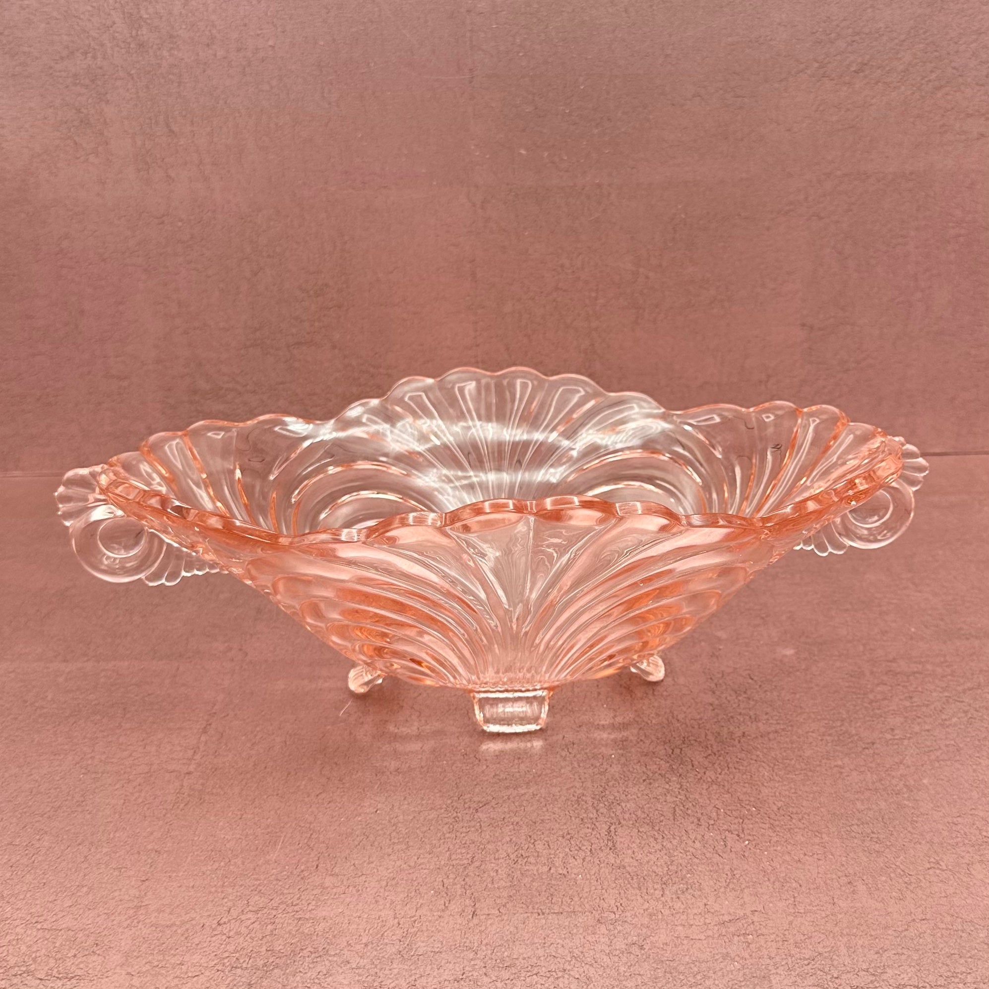 Glass Shell Pink Footed Bowl