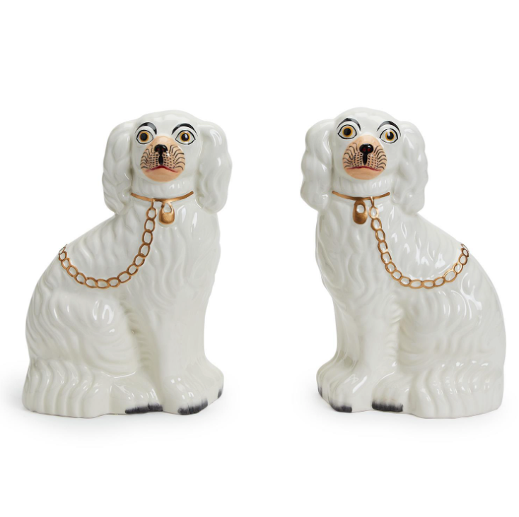 White Staffordshire Dog Statues Set