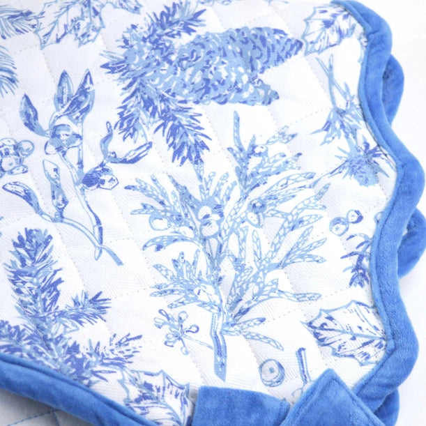 Blue Foliage Quilted Tree Skirt