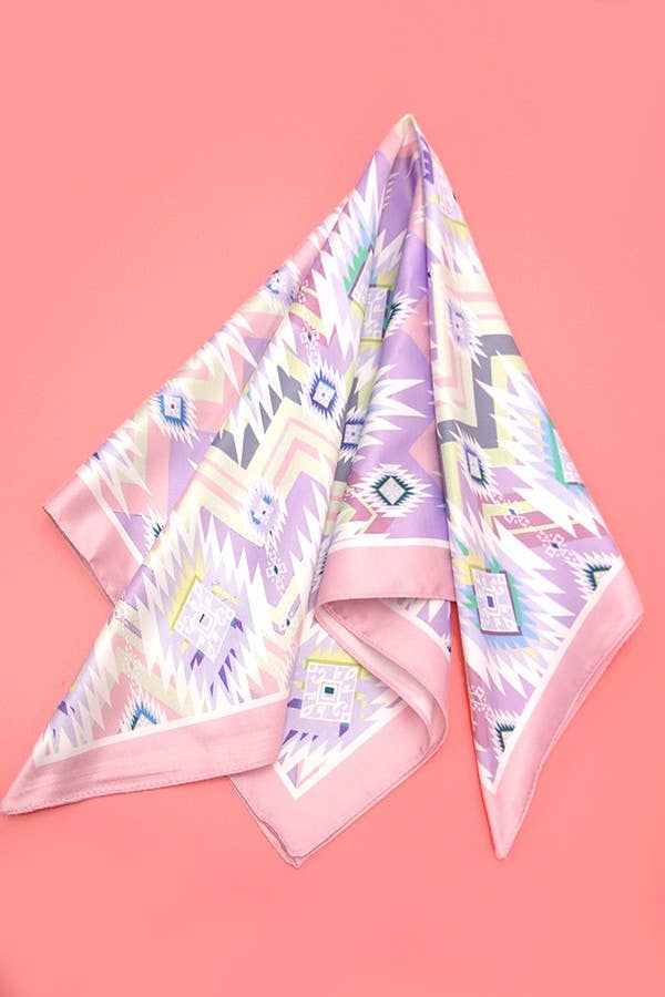 Purple Aztec Boho Print Silky Scarf