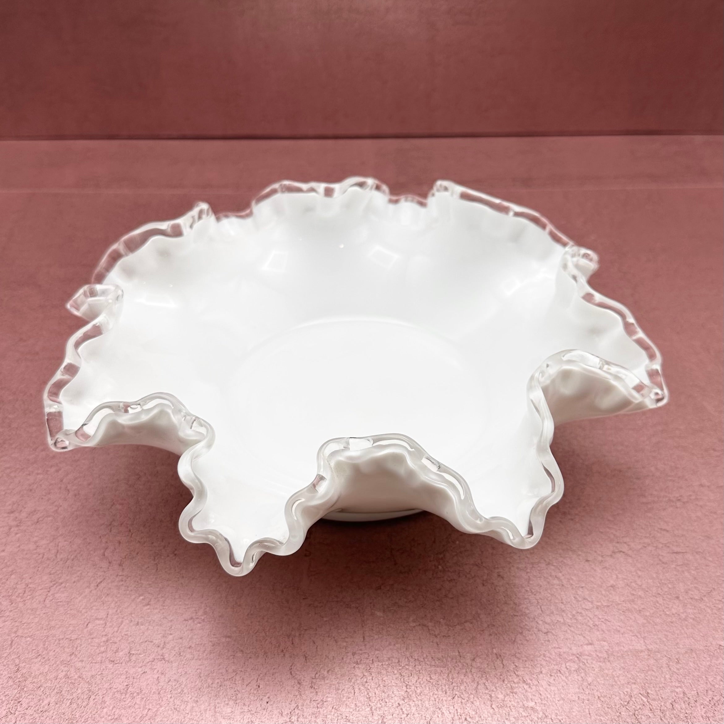 Fenton Ruffle Bowl Clear Crest