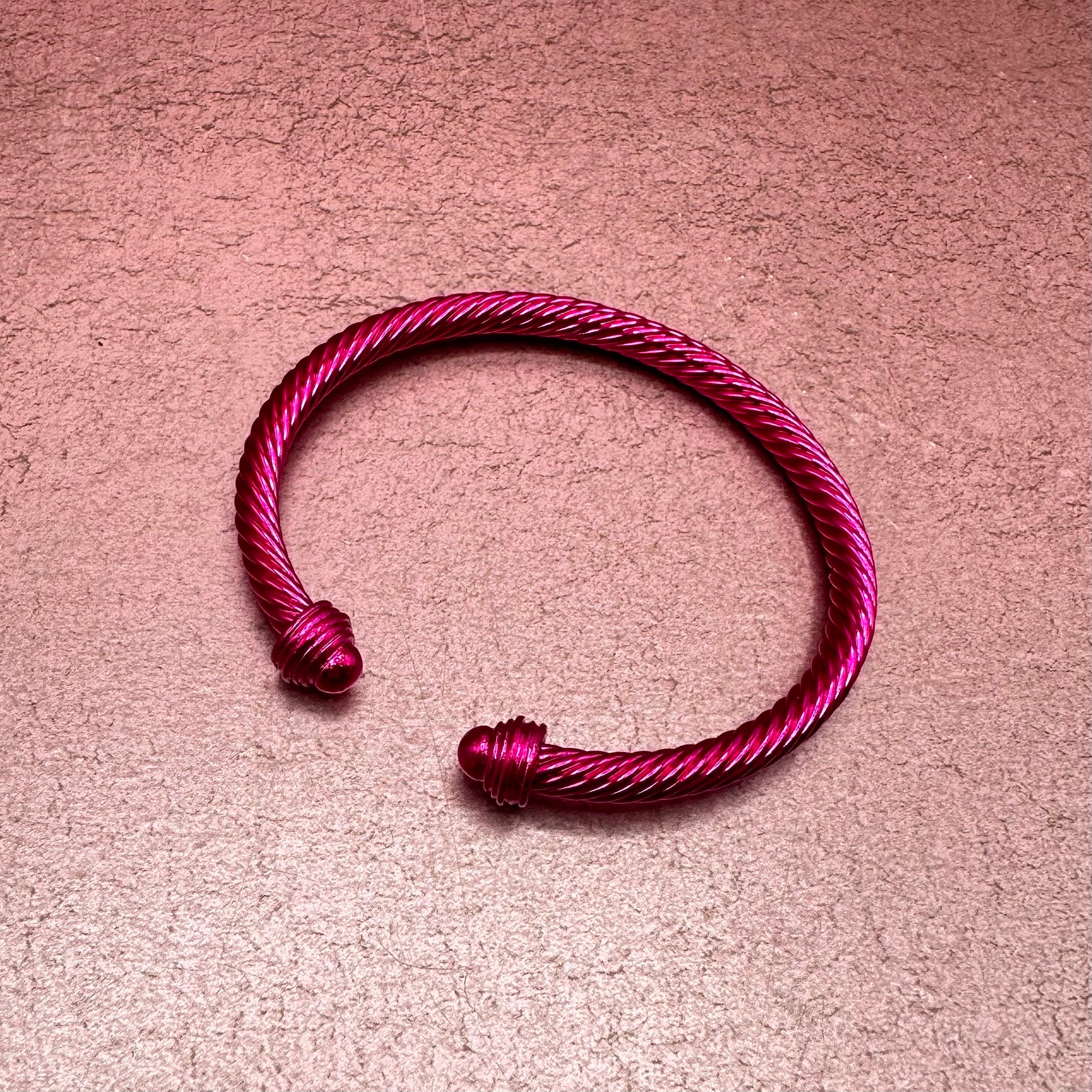 Pink Metal Cable Bracelet