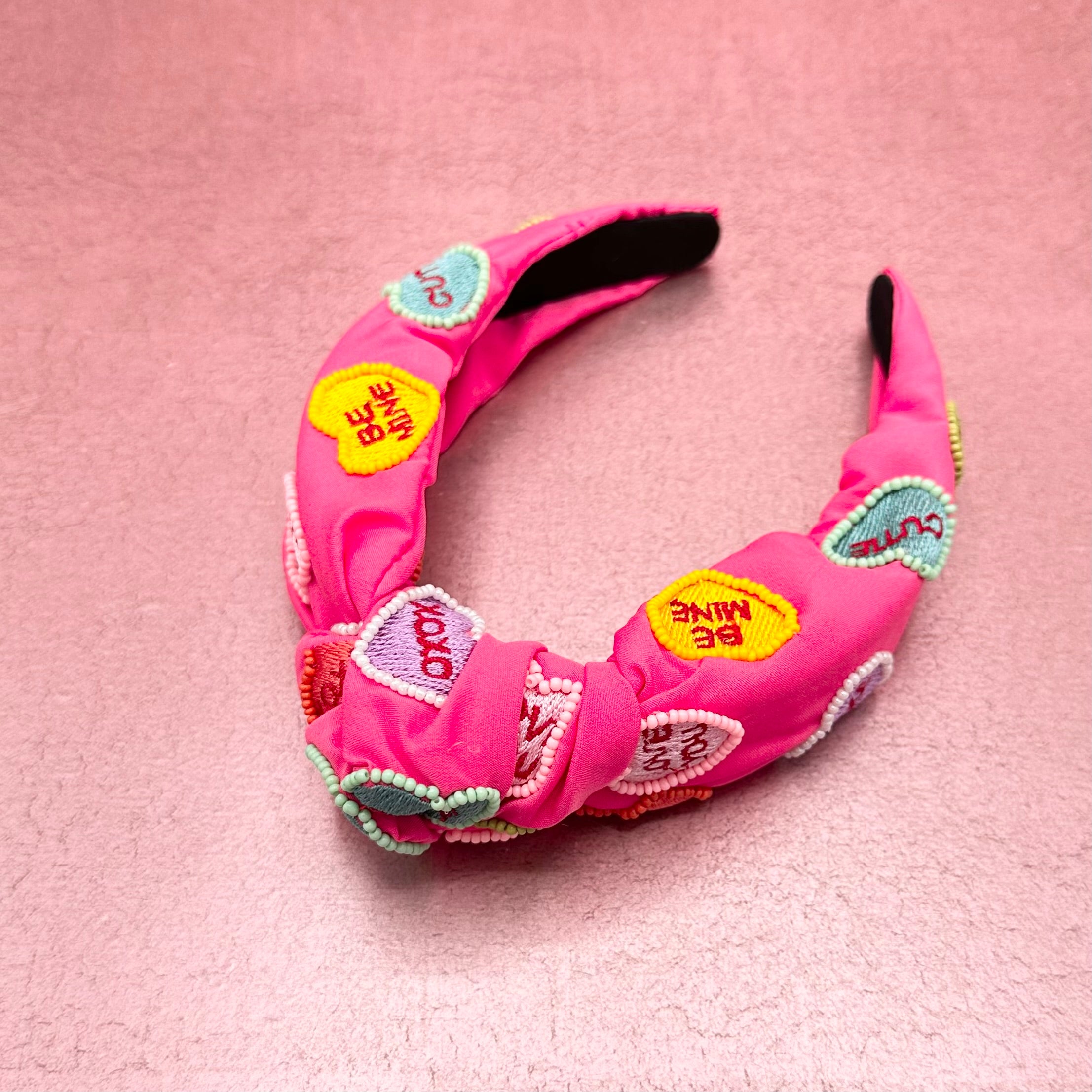 Conversation Heart Embroidered Headband