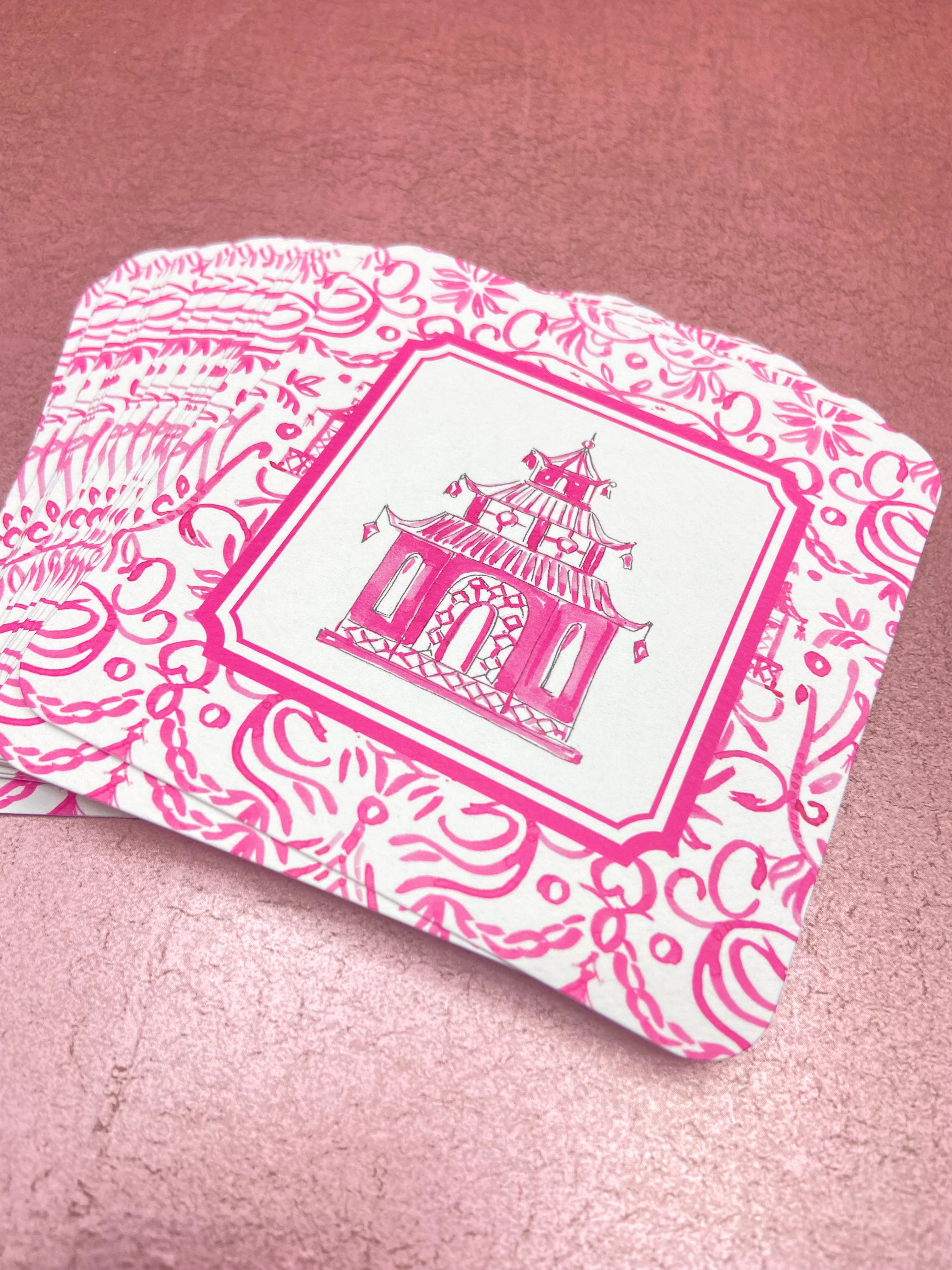 Pink Pagoda Paper Coasters