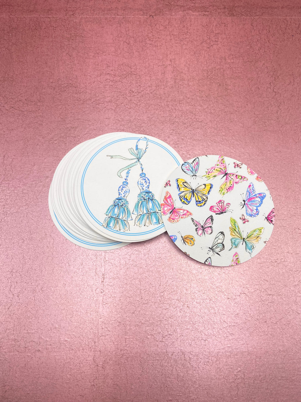 Turquoise Tassel Paper Coasters