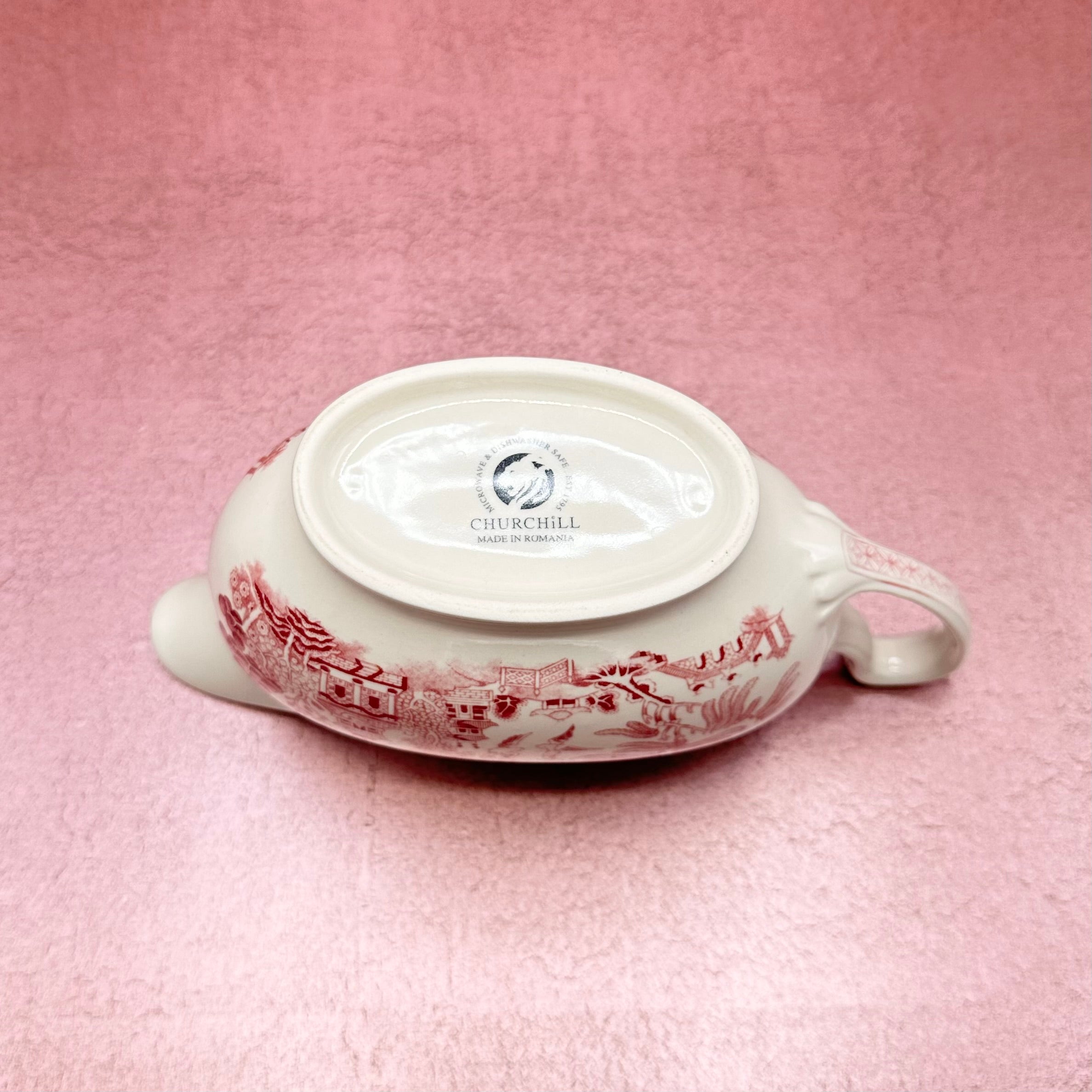 Churchill Red/Pink Willow Rosa Gravy Boat