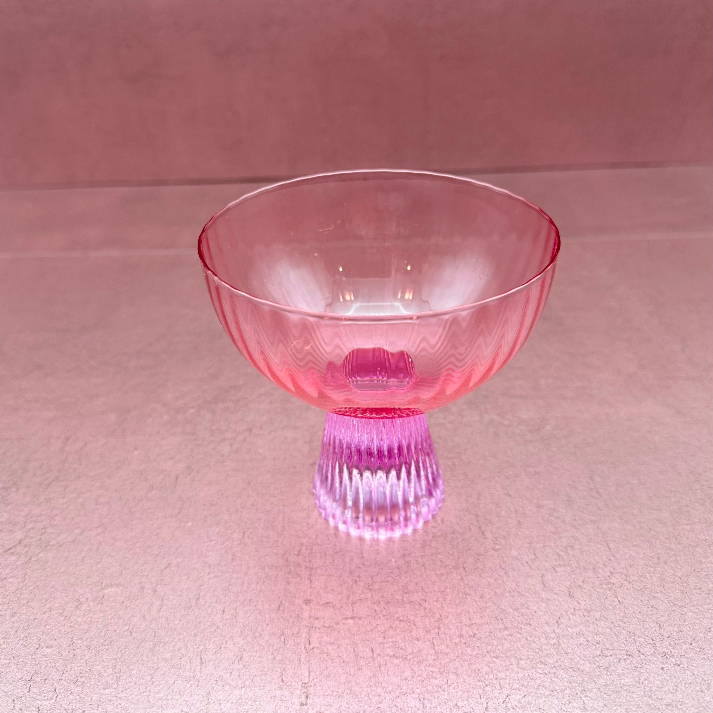 Beveled Coupe Glass Light/Dark Pink