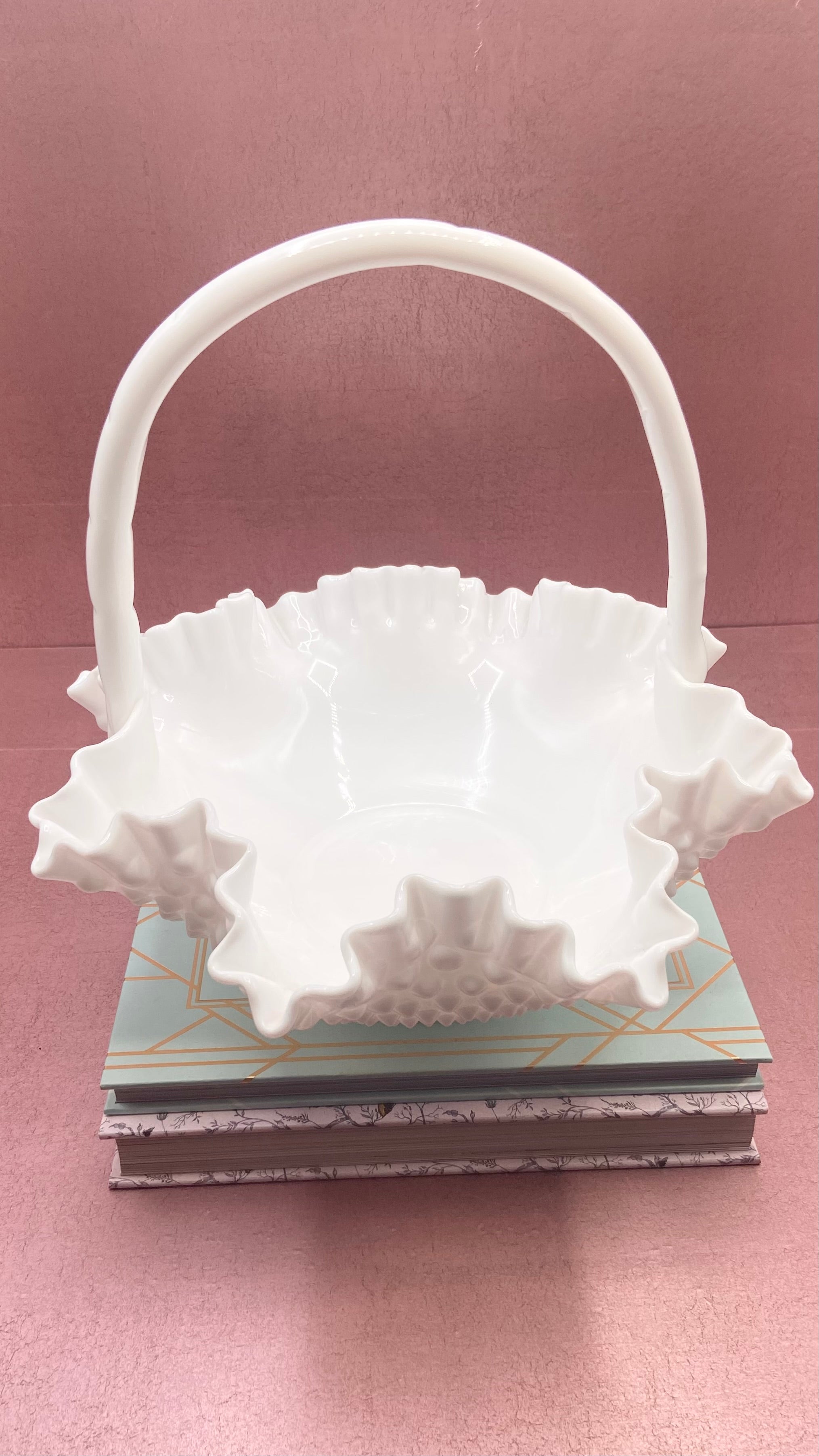 Fenton Glass Hobnail Basket