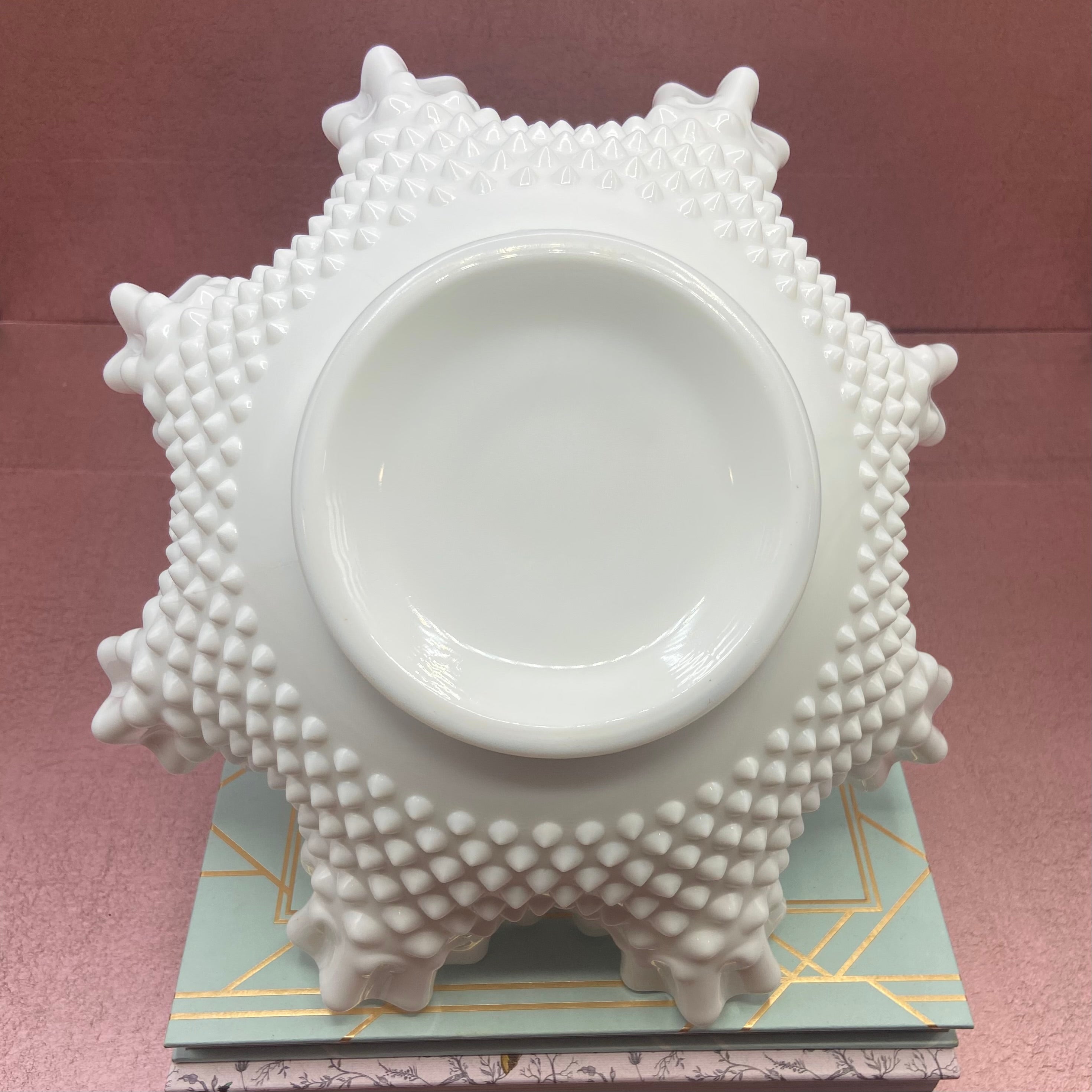 Fenton Glass Hobnail Basket