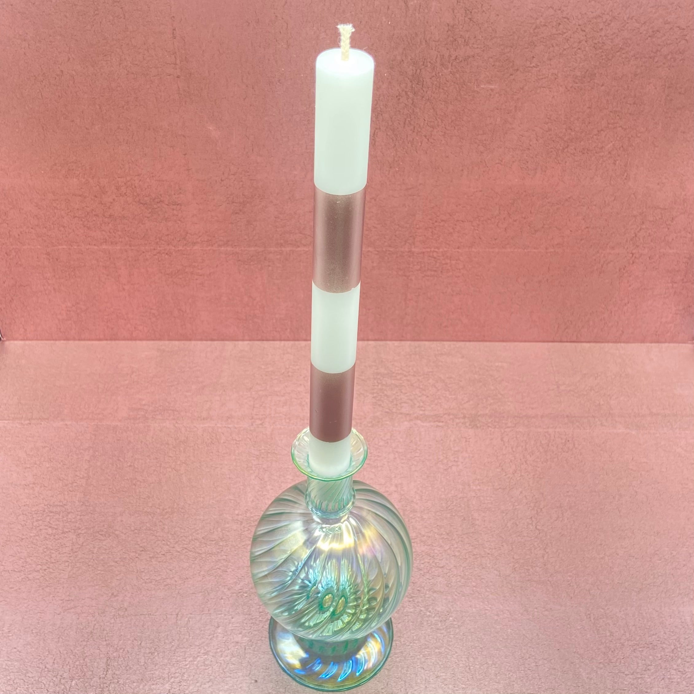 Pedestal Orb Candlestick Aqua