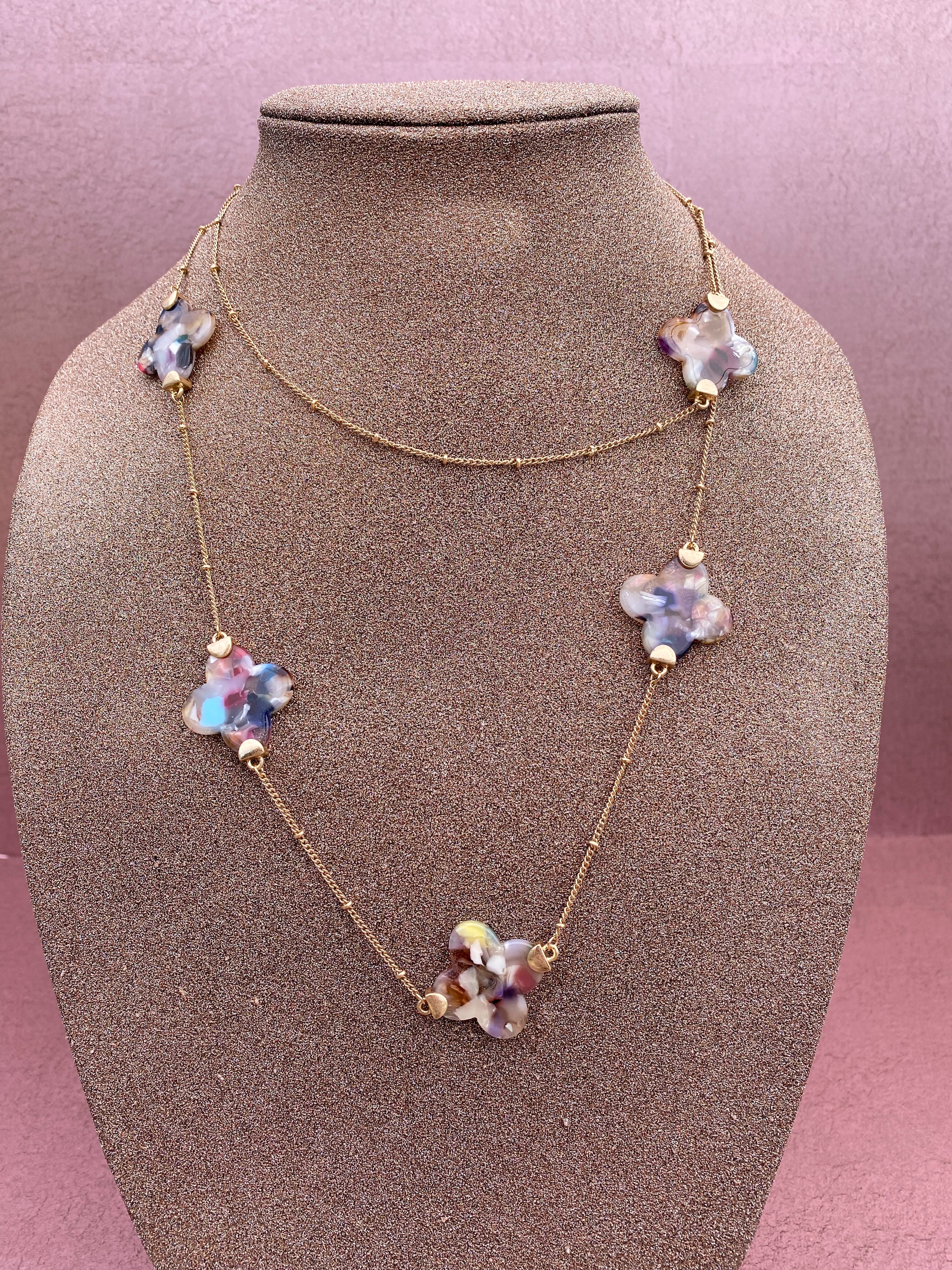 Clover Necklace with Gold Chain